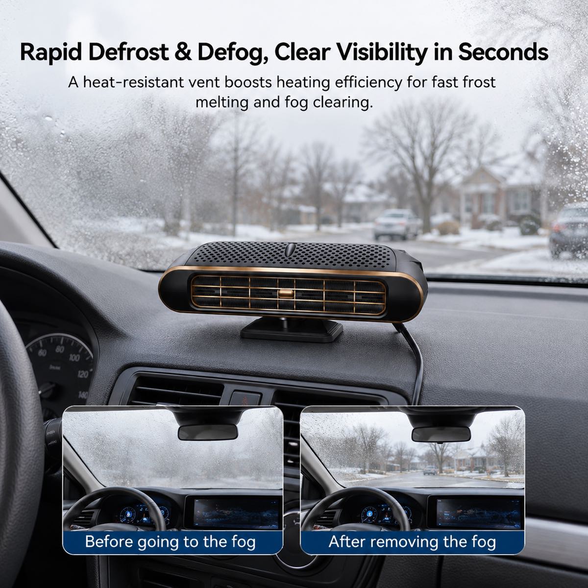 12V Portable Car Heater – Instant Heat & Fast Windshield Defogger | Traverseon