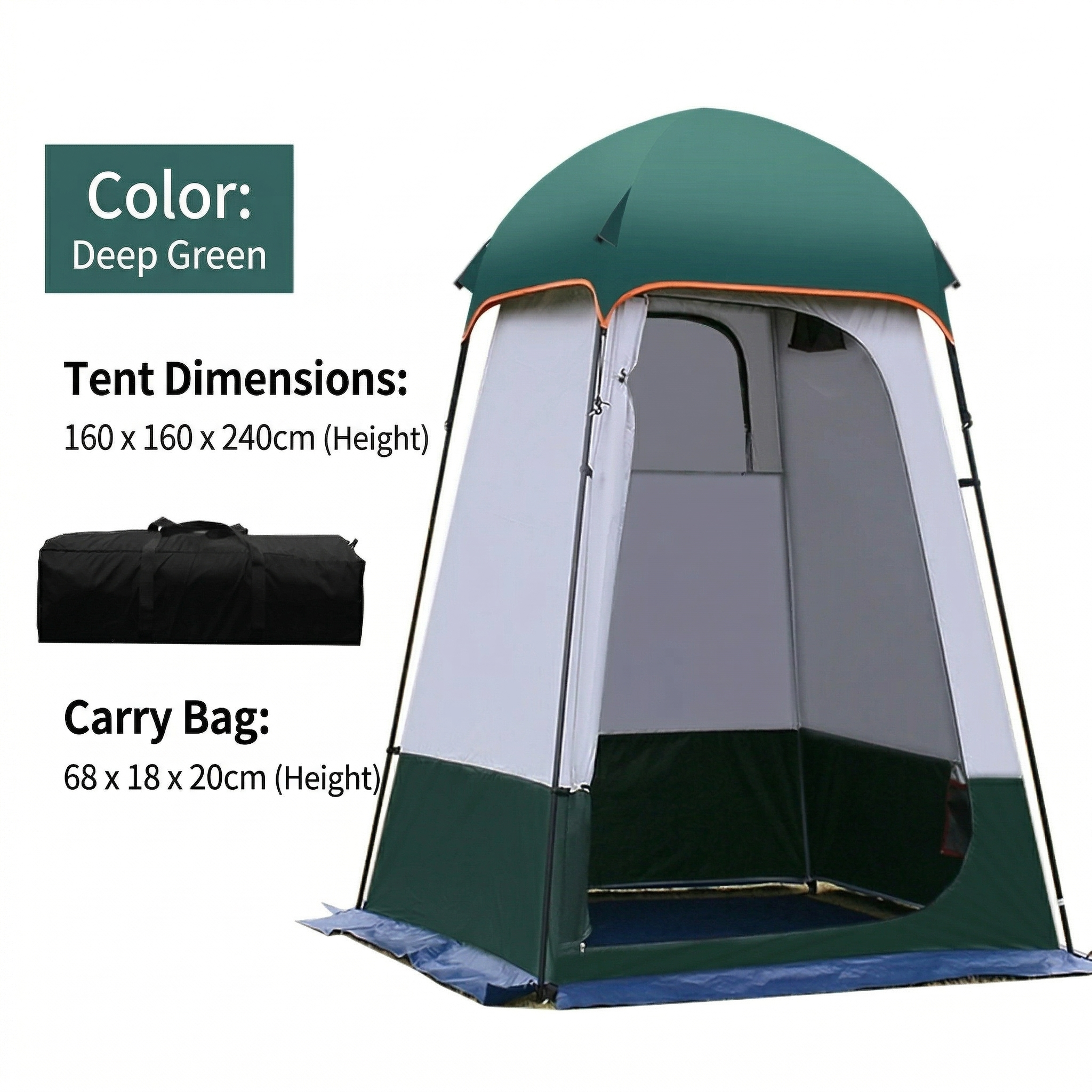 Outdoor Privacy Shower Tent – Waterproof UV-Resistant Changing Shelter with Floor & Hook | Traverseon