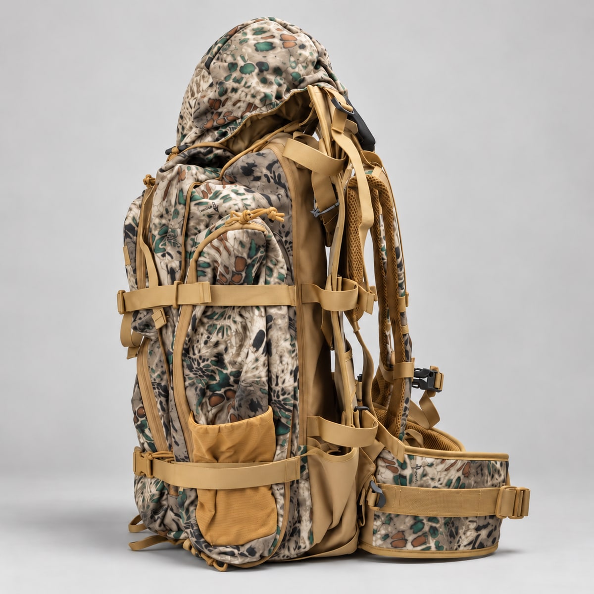 Traverseon 65.5 L/4000 cu in Load Reducing Camo Hunting Backpack With Rain Cover