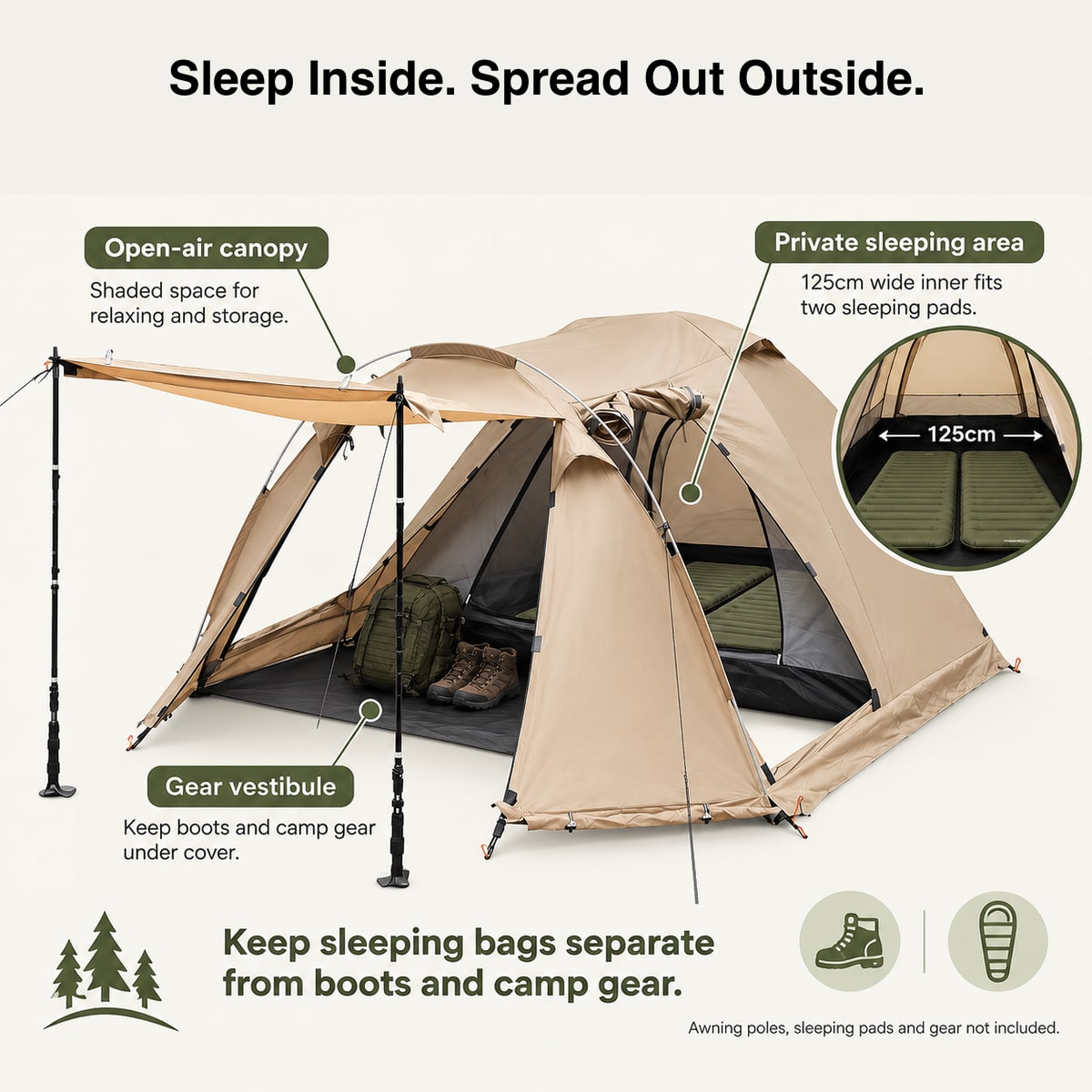 All-Season Family Hot Camping Tent with Stove Jack