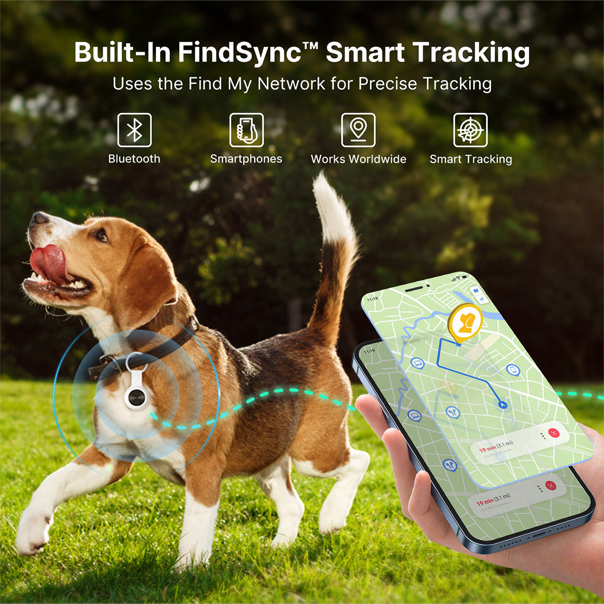 FindSync™ Smart Pet Tracker IP65 Waterproof, iOS & Android – for Outdoor Pet Use | Traverseon