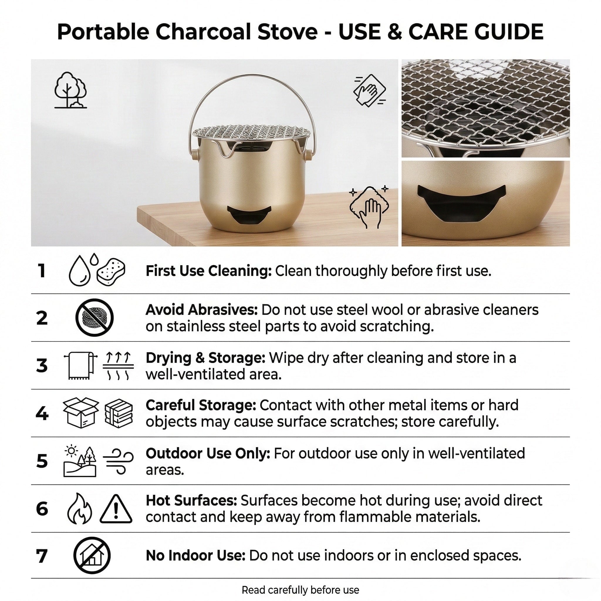 Mini Cast Iron Charcoal Grill – Portable Tabletop Korean BBQ Grill for Camping & Patio | Traverseon