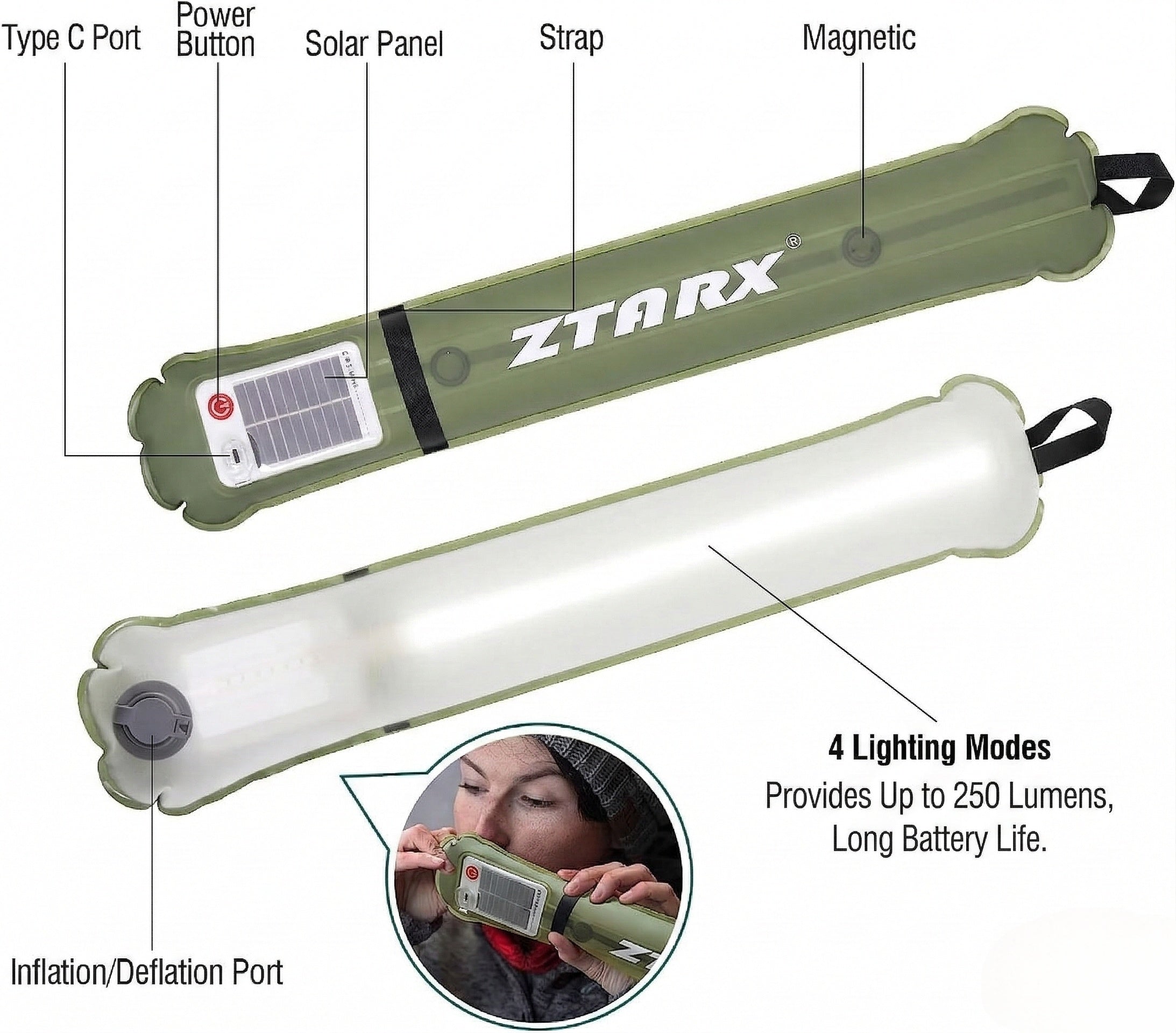 Solar Inflatable Camping Lantern – Rechargeable Waterproof LED Light | Traverseon