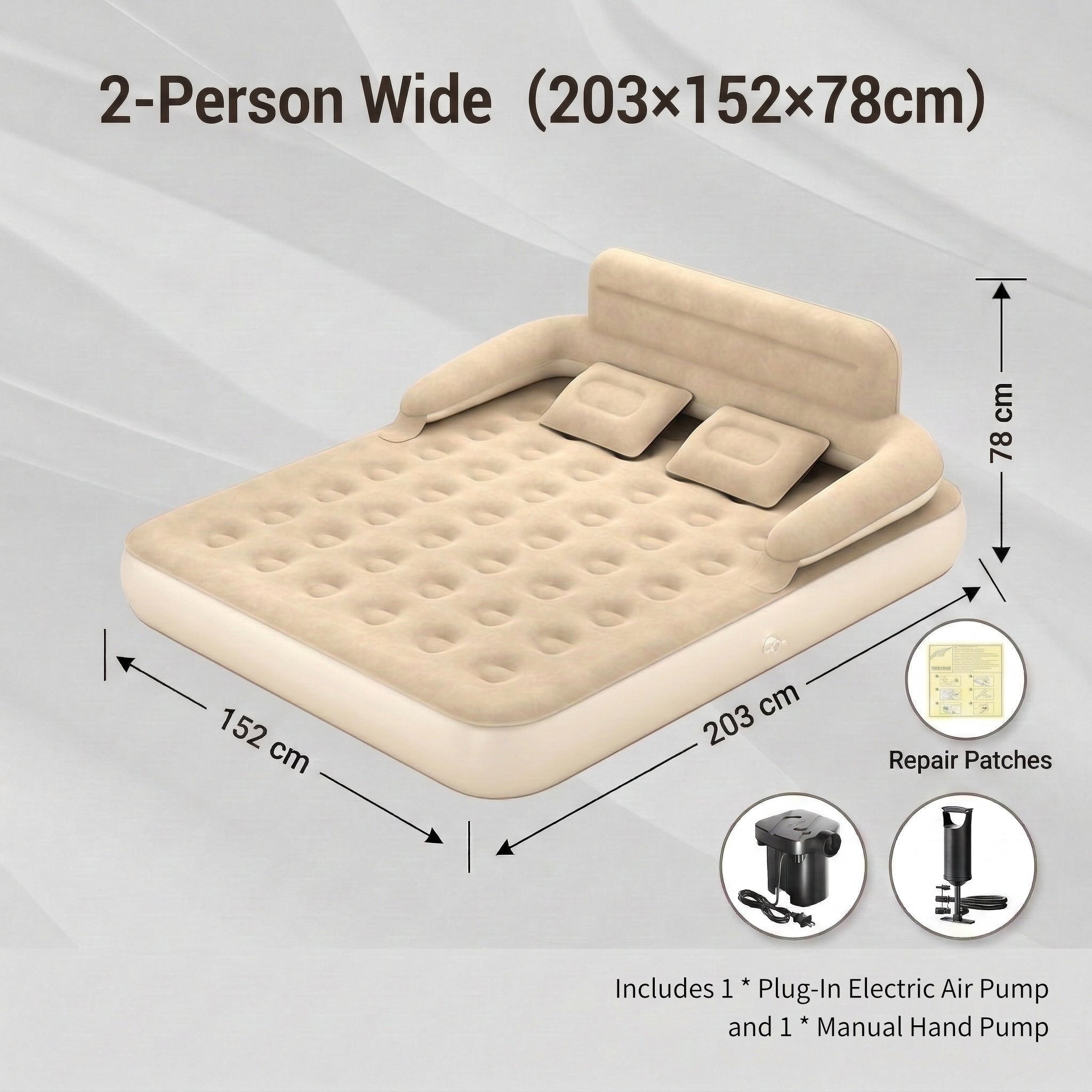 Air Mattress – Inflatable Bed Twin/Double Backrest Camping Outdoor | Traverseon