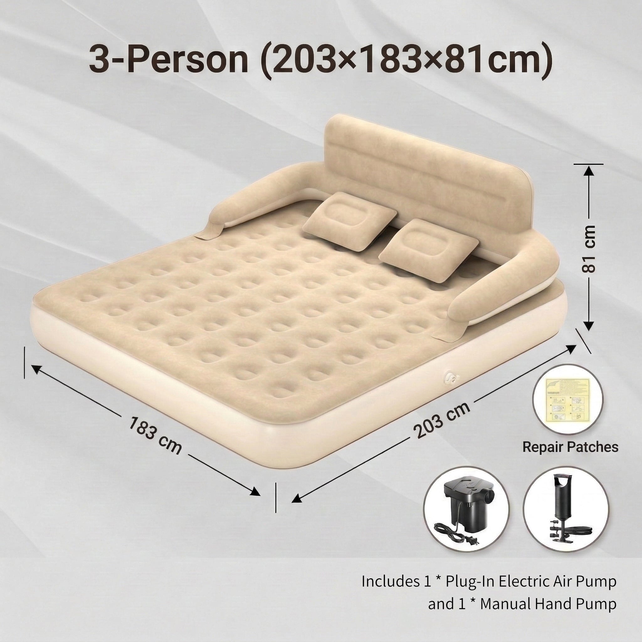 Air Mattress – Inflatable Bed Twin/Double Backrest Camping Outdoor | Traverseon