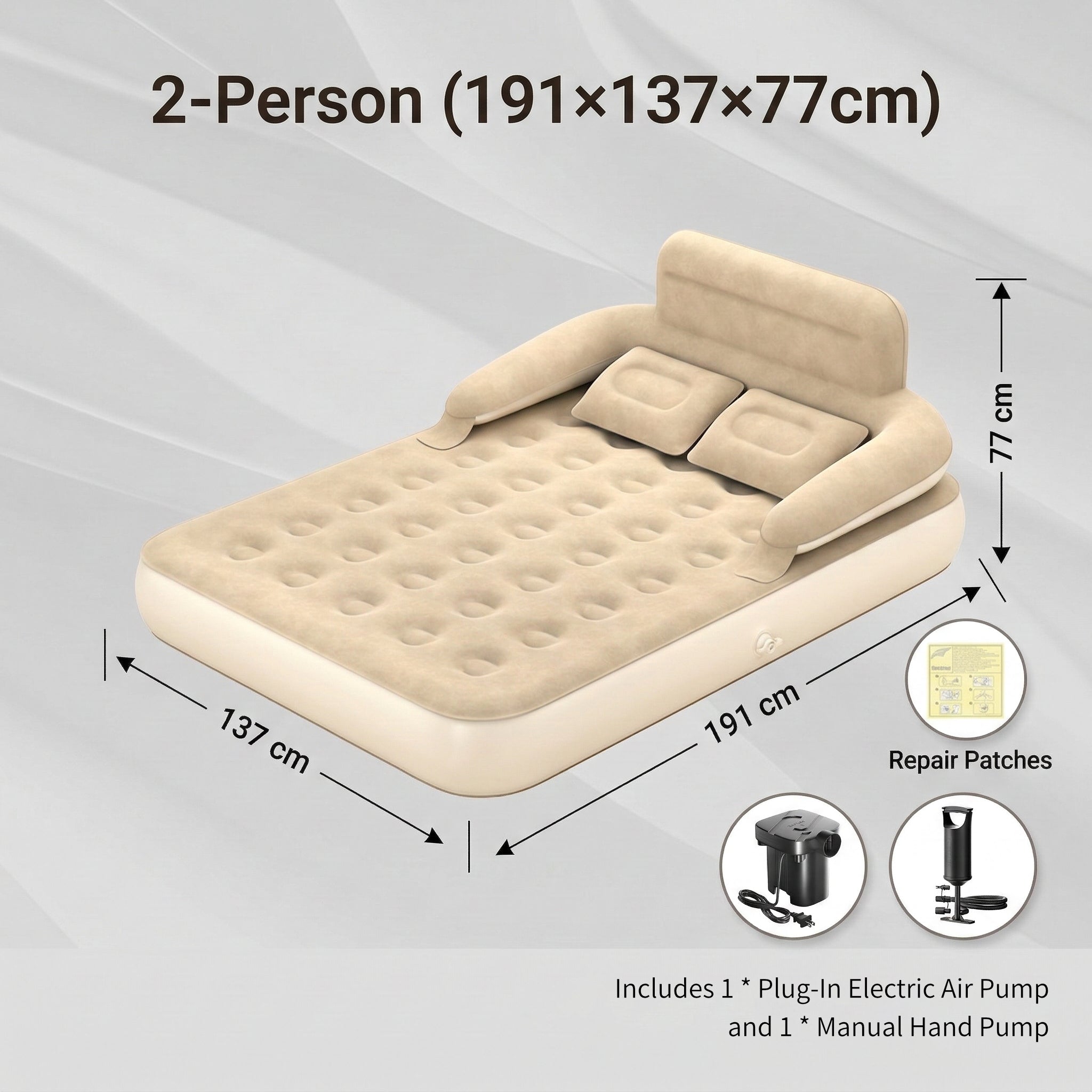 Air Mattress – Inflatable Bed Twin/Double Backrest Camping Outdoor | Traverseon