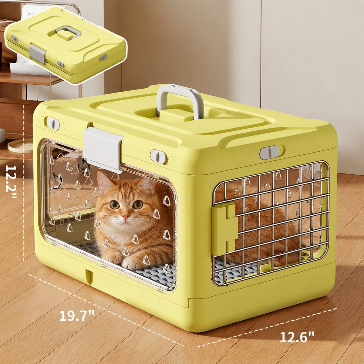 Top-Opening Foldable Pet Carrier – Hard-Sided Ventilated for Air Travel | Traverseon