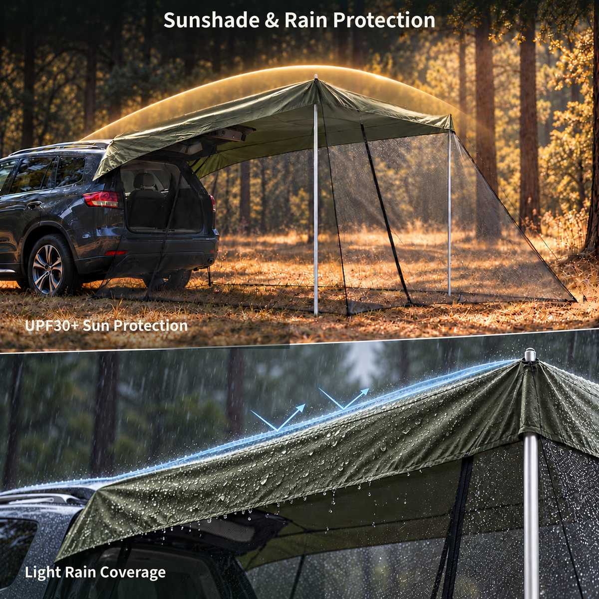 SUV Tailgate Screen Canopy โ 3.05 ร 1.98 m Mosquito Net Sun Shade | Traverseon