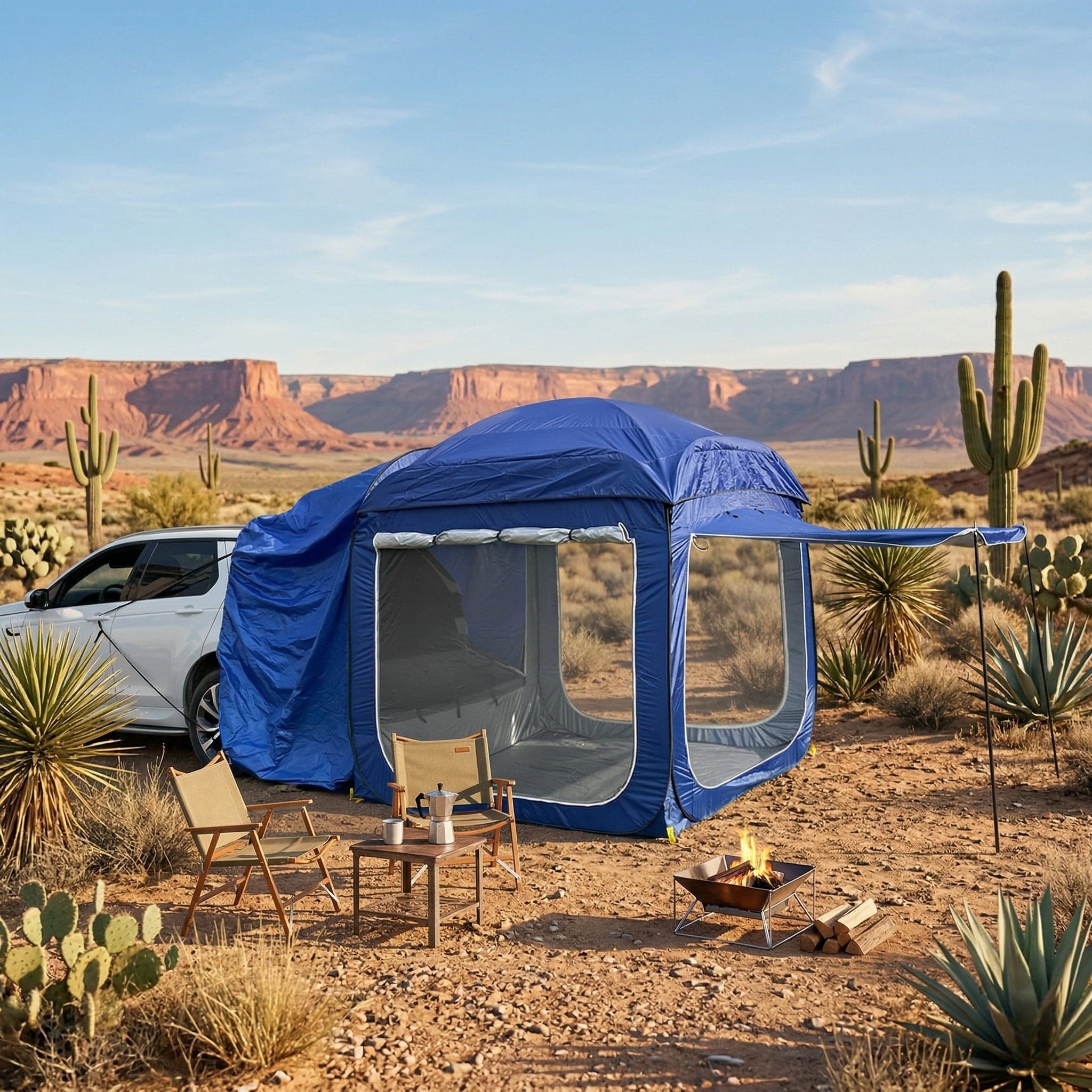 SUV Car Camping Tailgate Tent, Easy Setup Weatherproof & Roomy Extension, Family Camping & Outdoor Use | Traverseon