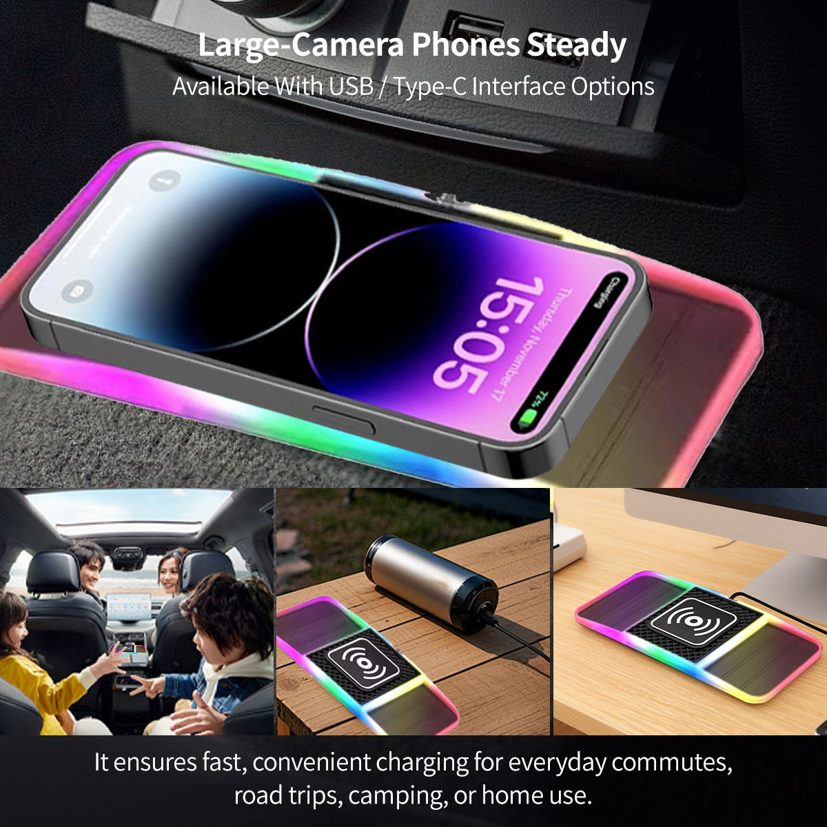 Wireless Car Charger β 20W Dual-Slot Fast Charging with Anti-Slip Pad | Traverseon