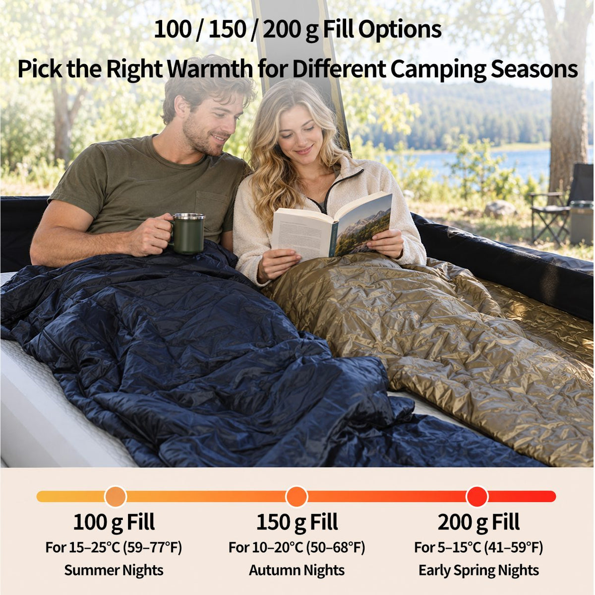 1P All-Season Sleeping Bag | Lightweight, WideFit Design for Outdoor Camping
