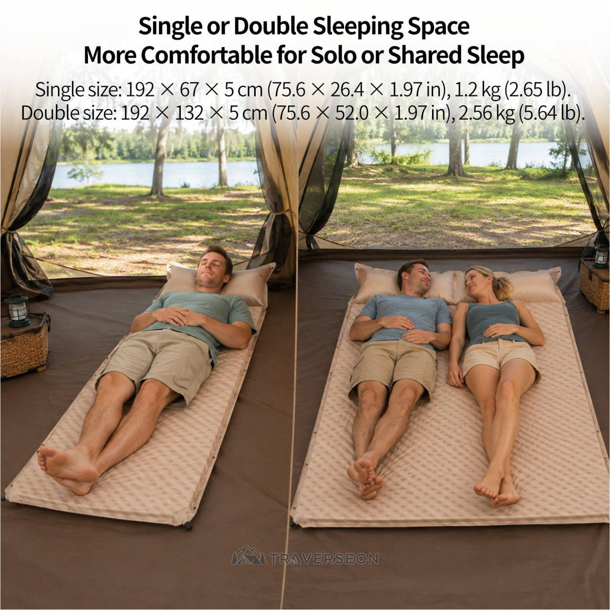 Automatic Inflatable Camping Mattress – Moisture-Proof,Back-Support,Portable|Traverseon
