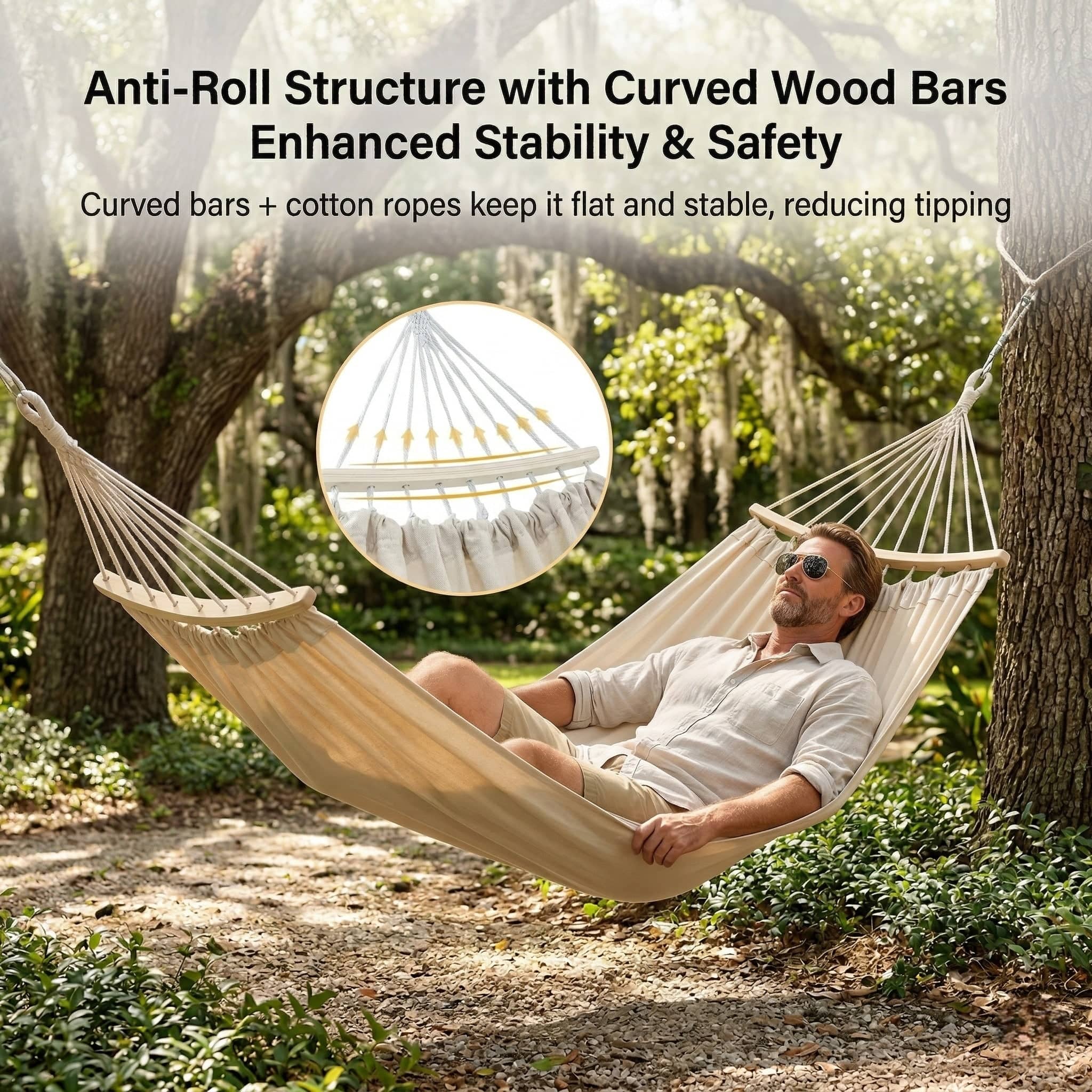 Traverseon Classic Canvas Anti-Rollover Hammock