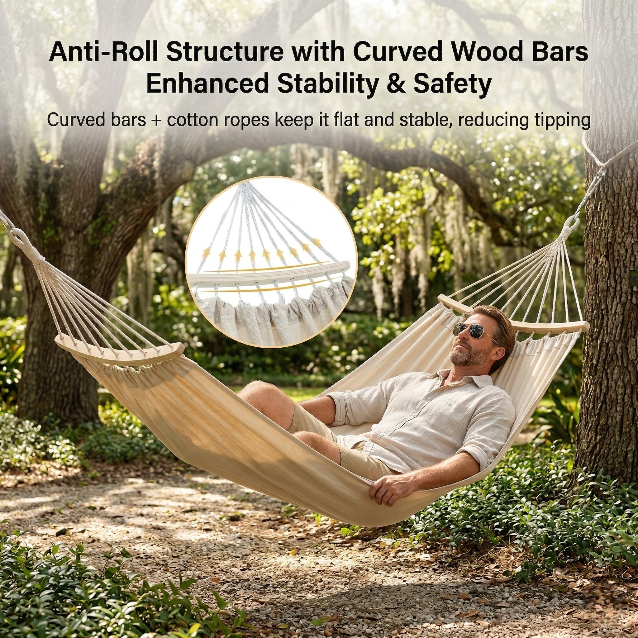 Traverseon Classic Canvas Anti-Rollover Hammock