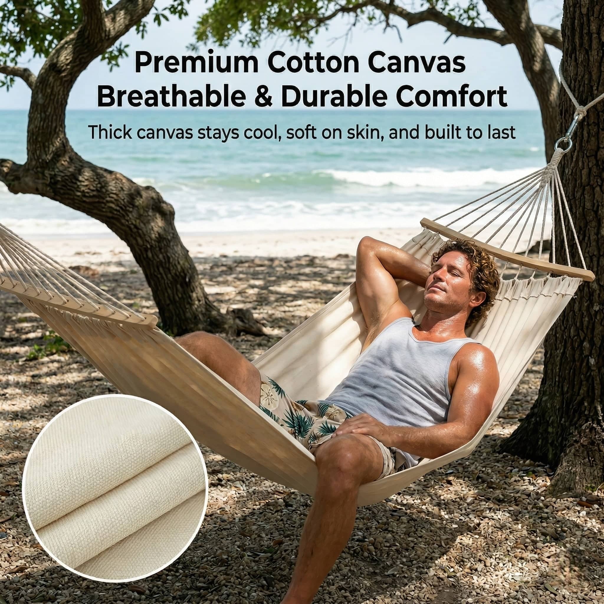 Traverseon Classic Canvas Anti-Rollover Hammock