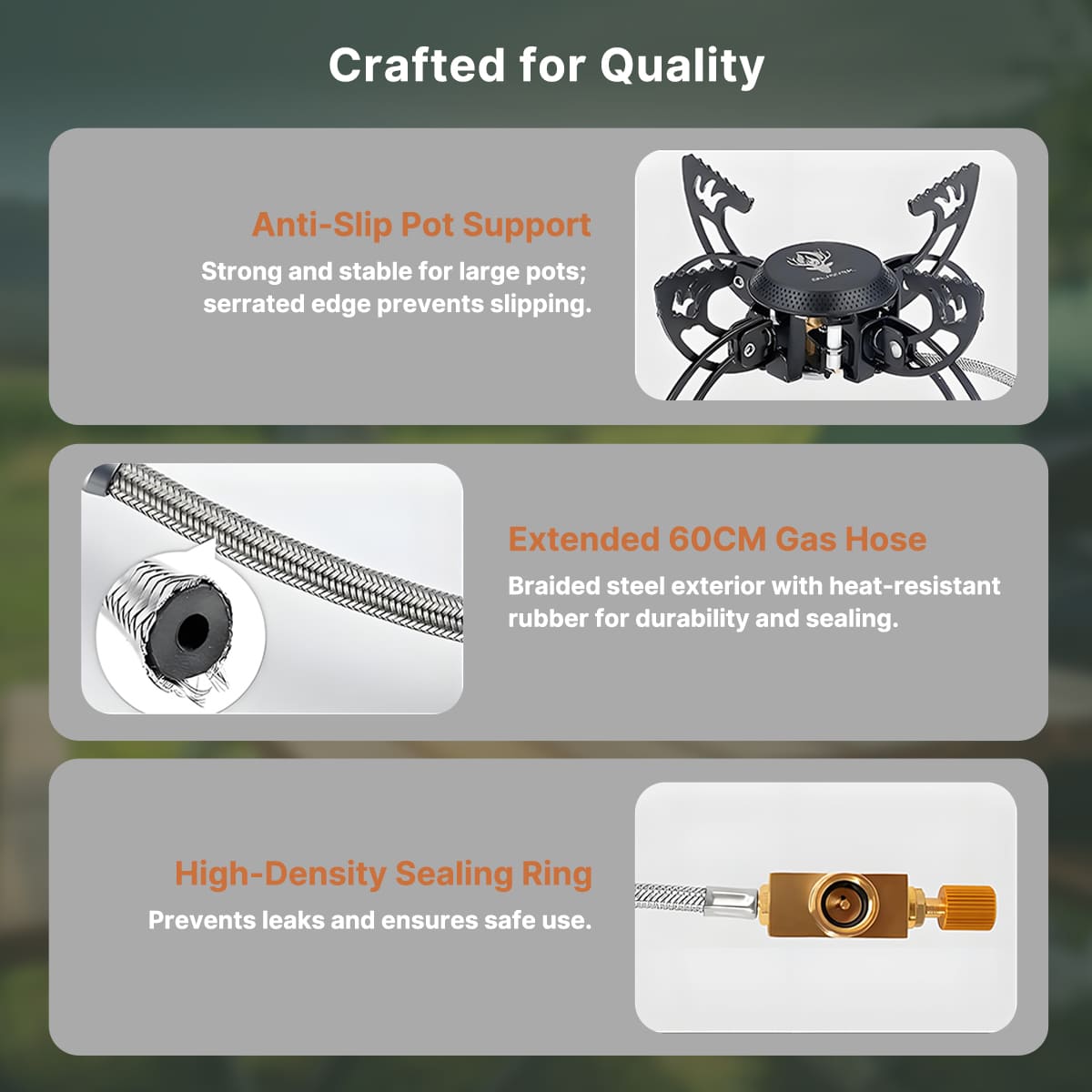 Traverseon Gas Camping Stove – 3800W Portable Windproof Outdoor Burner