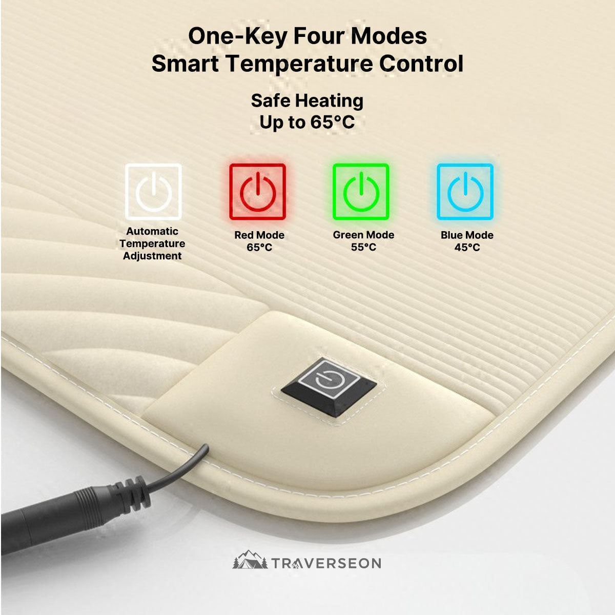 12V Electric Heated Car Seat Cushion β 3s Quick Heat, 45β65Β°C | Traverseon