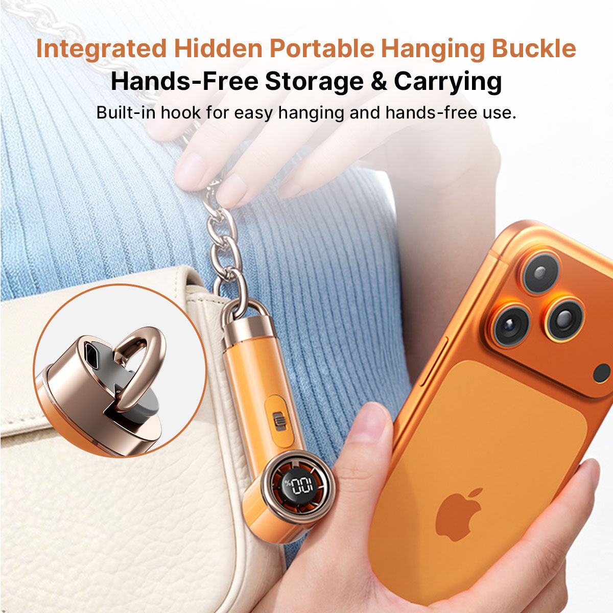Portable Handheld Turbo Mini Fan – 15000RPM LED Low Noise Outdoor&Travel | Traverseon