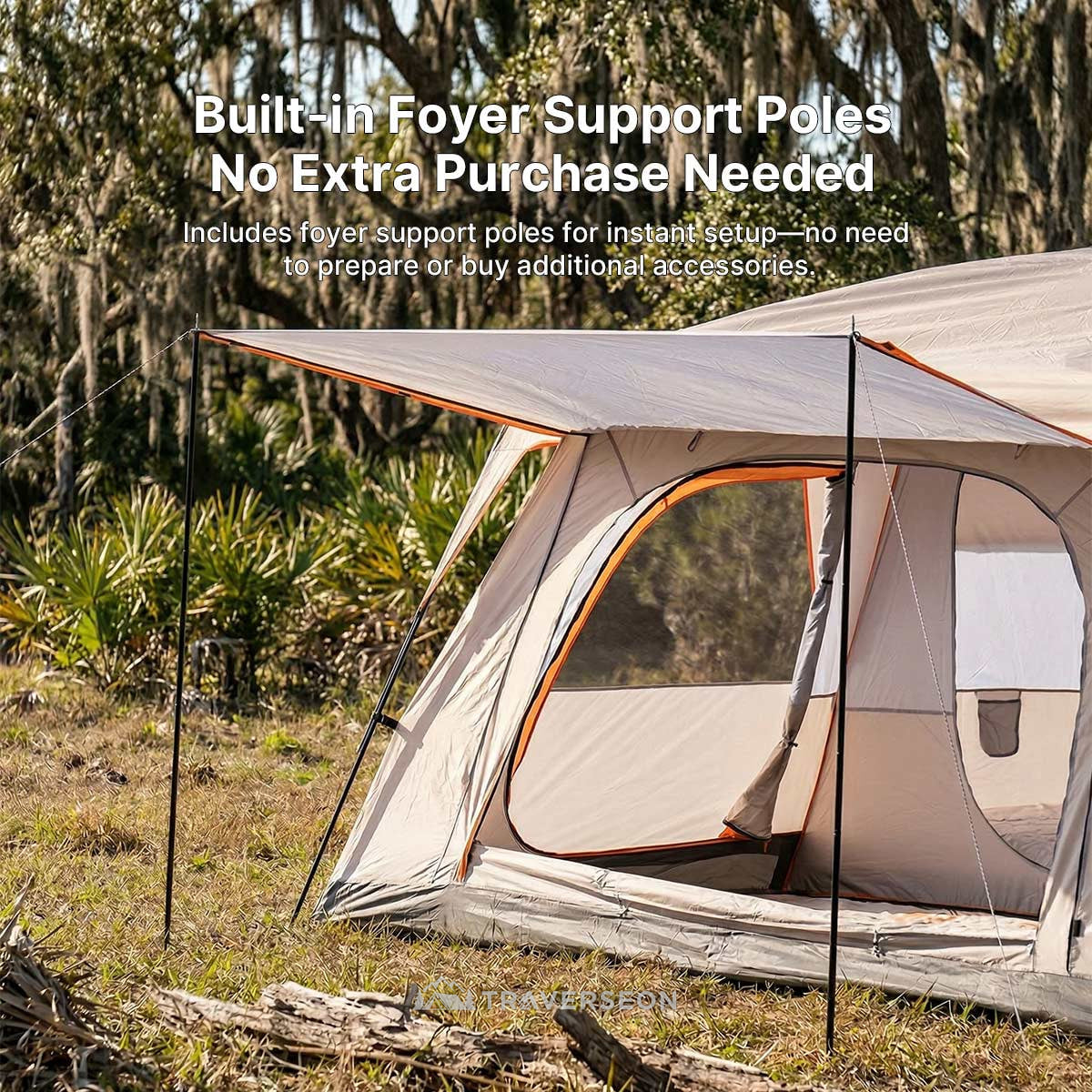 12 Person Family Camping Tent – 14.1 × 10 ft, 3-Room Waterproof | Traverseon