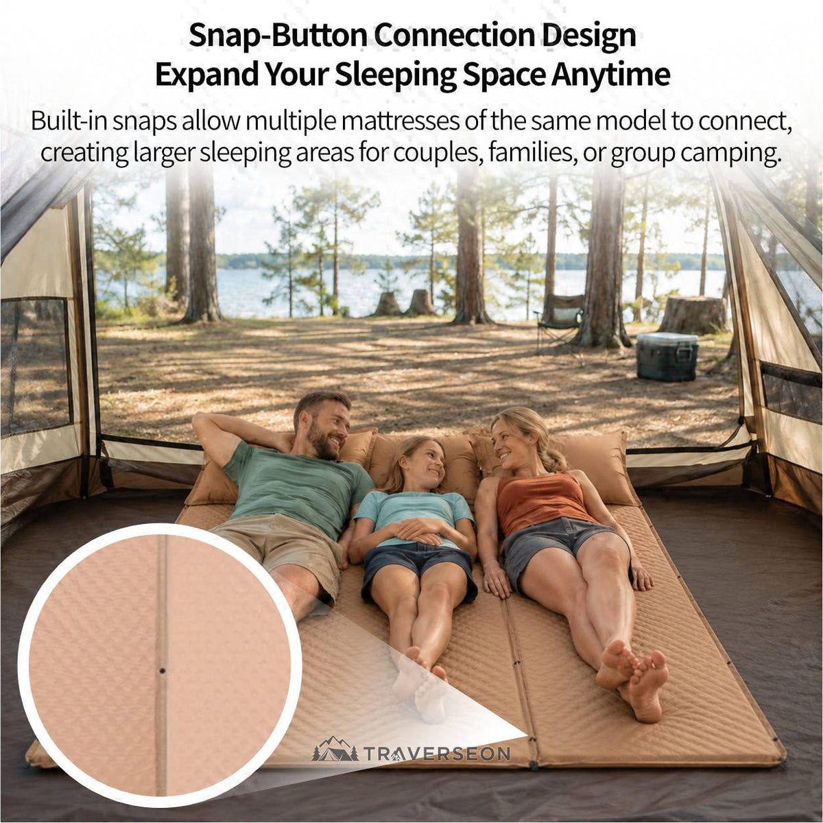 Automatic Inflatable Camping Mattress – Moisture-Proof,Back-Support,Portable|Traverseon