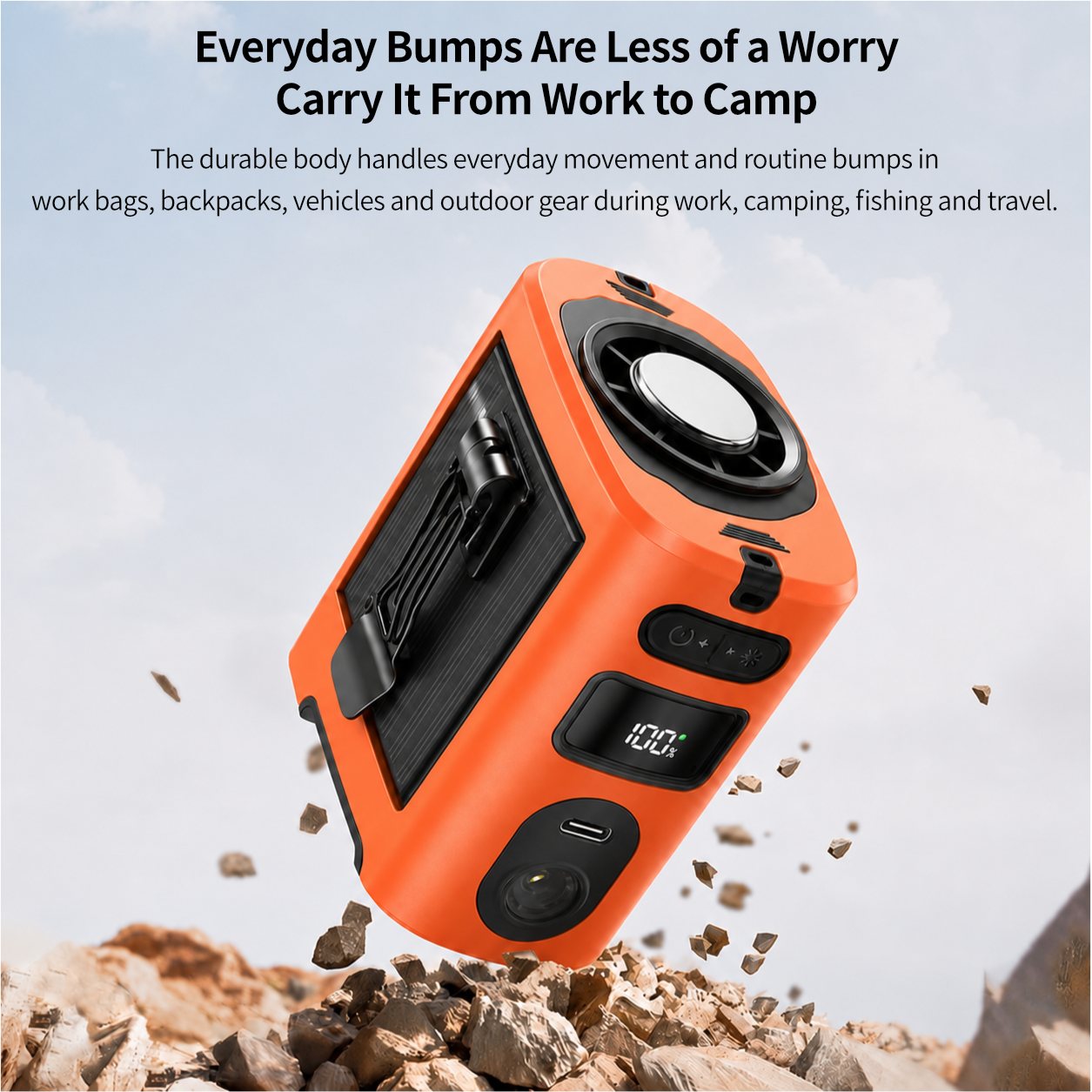 Portable Waist Fan – 8000mAh, 14,400 RPM Low-Noise, TEC Cooling & Solar | Traverseon