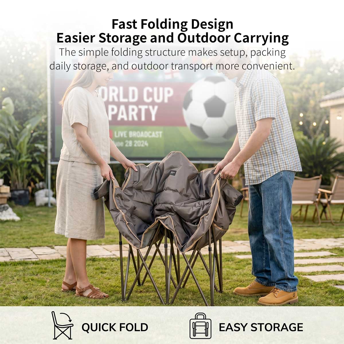 Double Camping Chair – 440lbs Heavy Duty with Cup Holder for Outdoor Camping| Traverseon