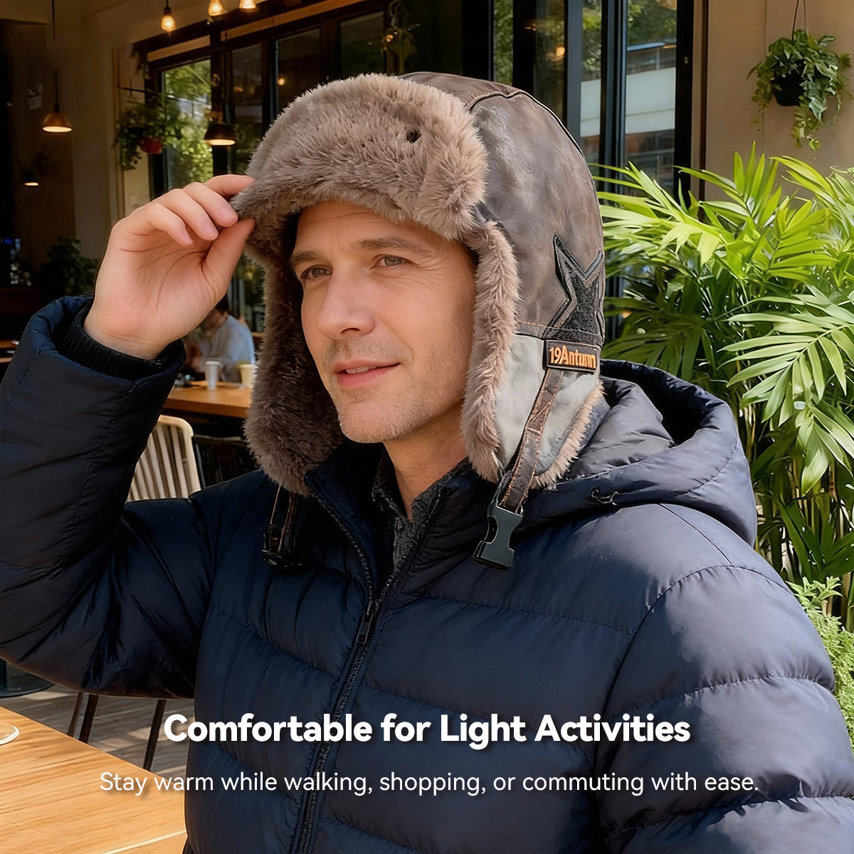 3-Way Winter Trapper Hat with Ear Flaps, Fleece-Lined Faux Leather Cold Weather Hat | Traverseon