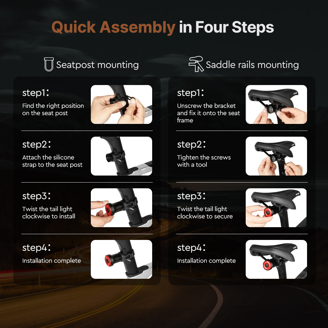 Ultra-long Battery Life and Smart Motion Sensor – 15-Hour Safe Riding Taillight