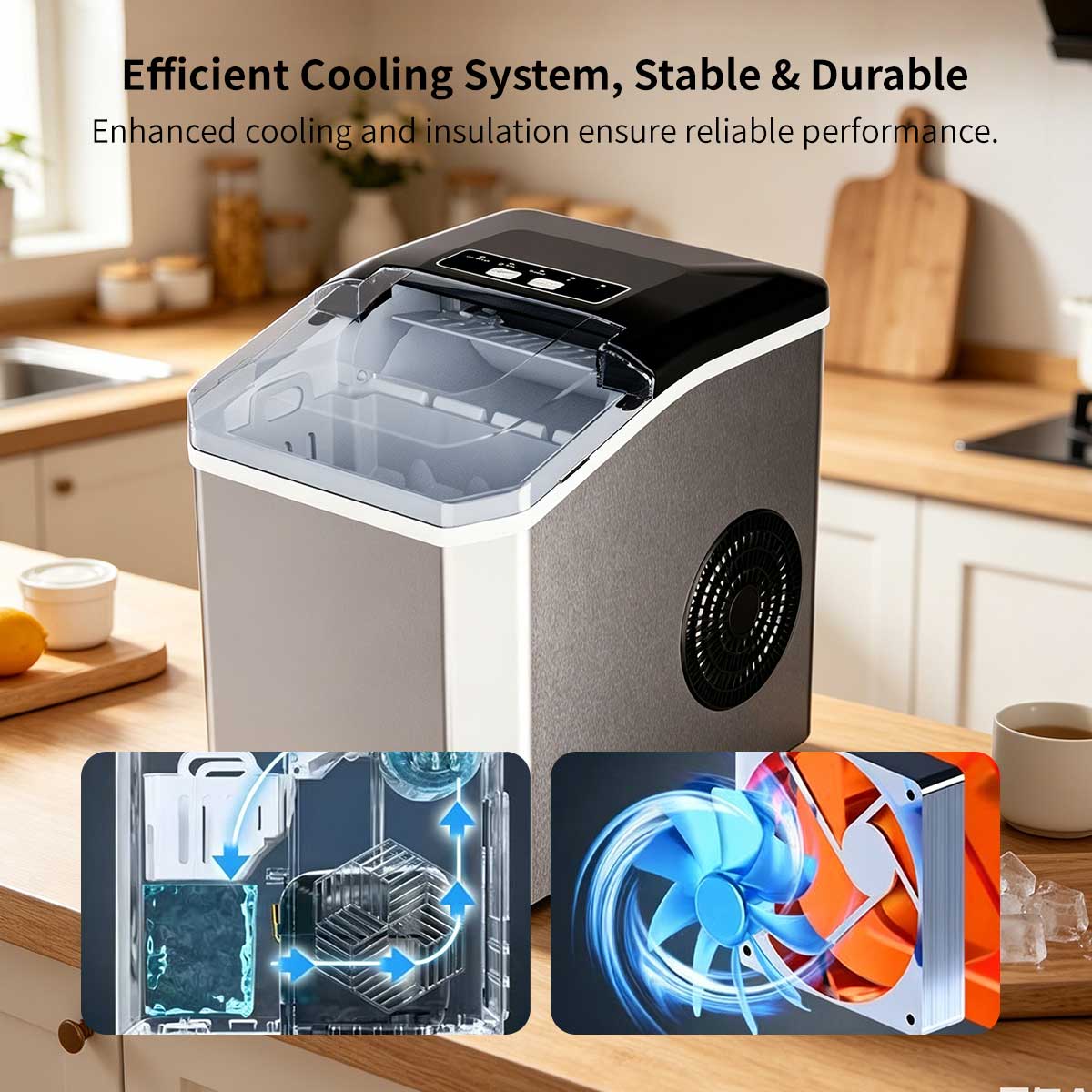Countertop Ice Maker 6min Fast Ice - Dual Size Ice Auto Clean Portable | Traverseon