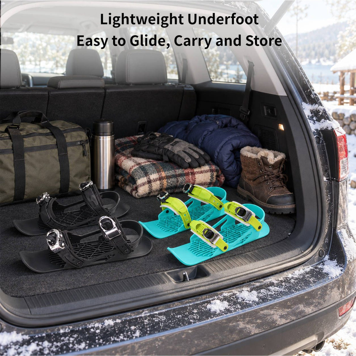 Ski Snow Skates – Mini Short Adjustable Bindings Adult Kids Portable Snow Skiing | Traverseon