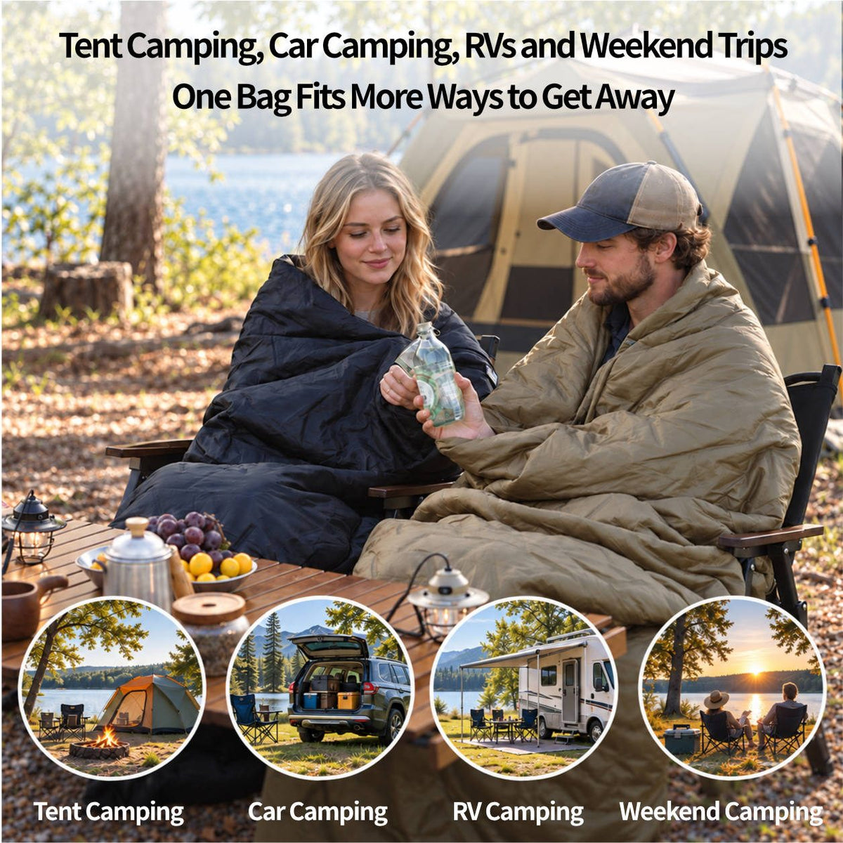 1P All-Season Sleeping Bag | Lightweight, WideFit Design for Outdoor Camping