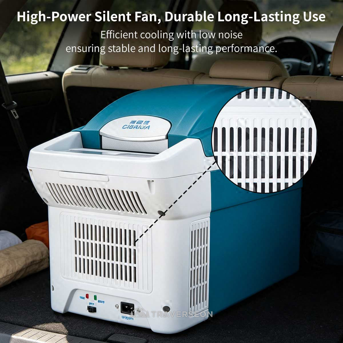 12V Portable Car Cooler & Warmer – 8L Quiet 33dB for Car Camping | Traverseon