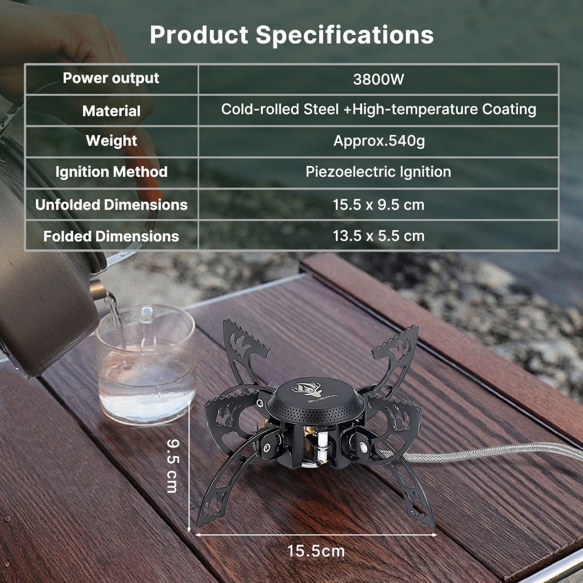 Traverseon Gas Camping Stove – 3800W Portable Windproof Outdoor Burner