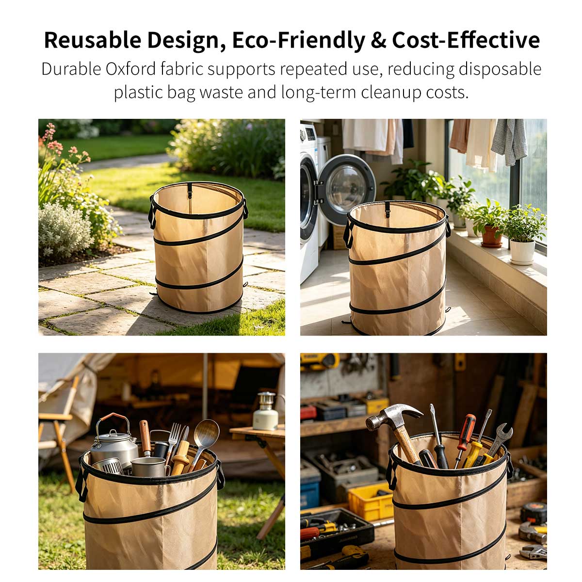 Collapsible Garden Waste Bag – Reusable Yard Leaf Cleanup Bin | Traverseon