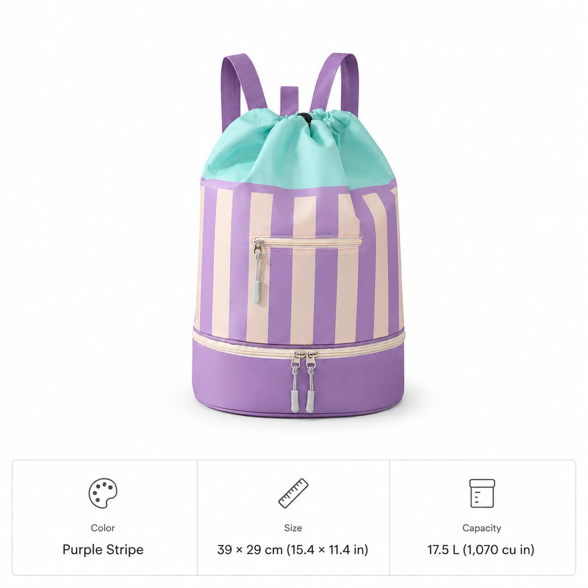 17.5L Wet Dry Drawstring Swim Bag – Bottom Compartment Pool Bag | Traverseon