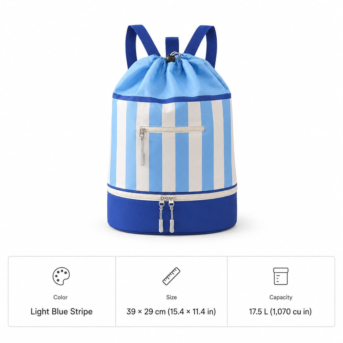 17.5L Wet Dry Drawstring Swim Bag – Bottom Compartment Pool Bag | Traverseon