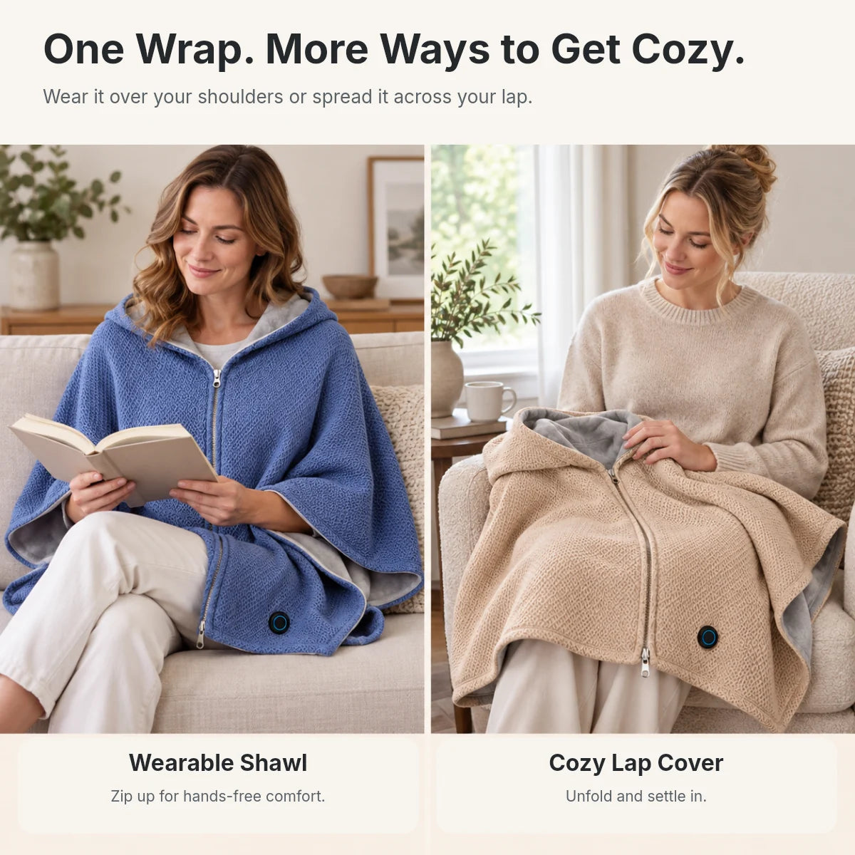 Cordless Graphene Heated Shawl – Hands-Free Wearable Warmth for Office & Home | Traverseon