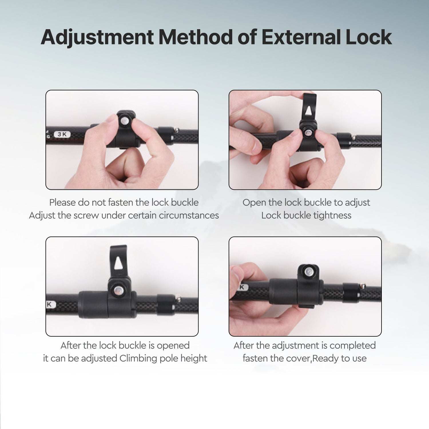 Light Yet Strong 3K Carbon Fiber Trekking Pole