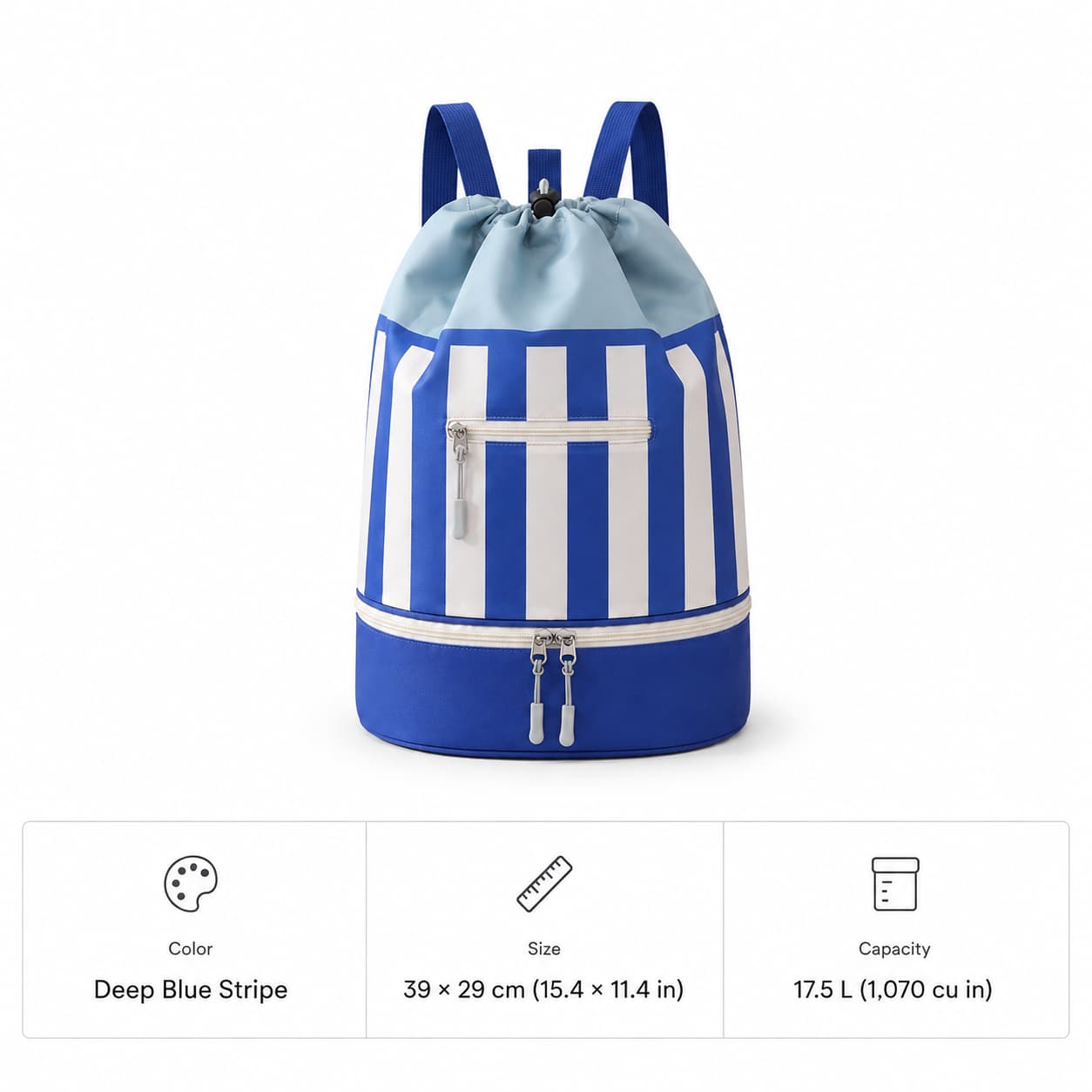 17.5L Wet Dry Drawstring Swim Bag – Bottom Compartment Pool Bag | Traverseon
