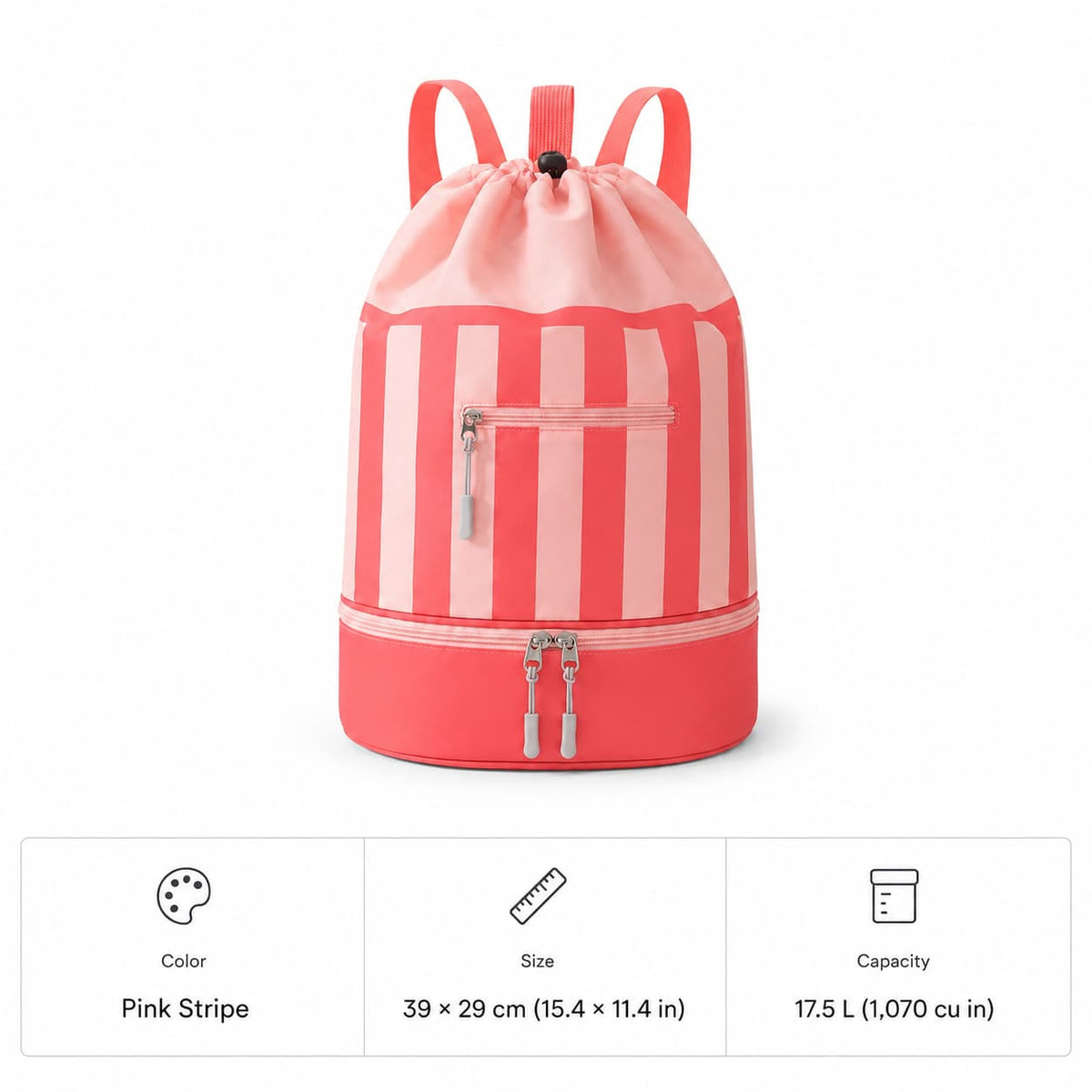 17.5L Wet Dry Drawstring Swim Bag – Bottom Compartment Pool Bag | Traverseon