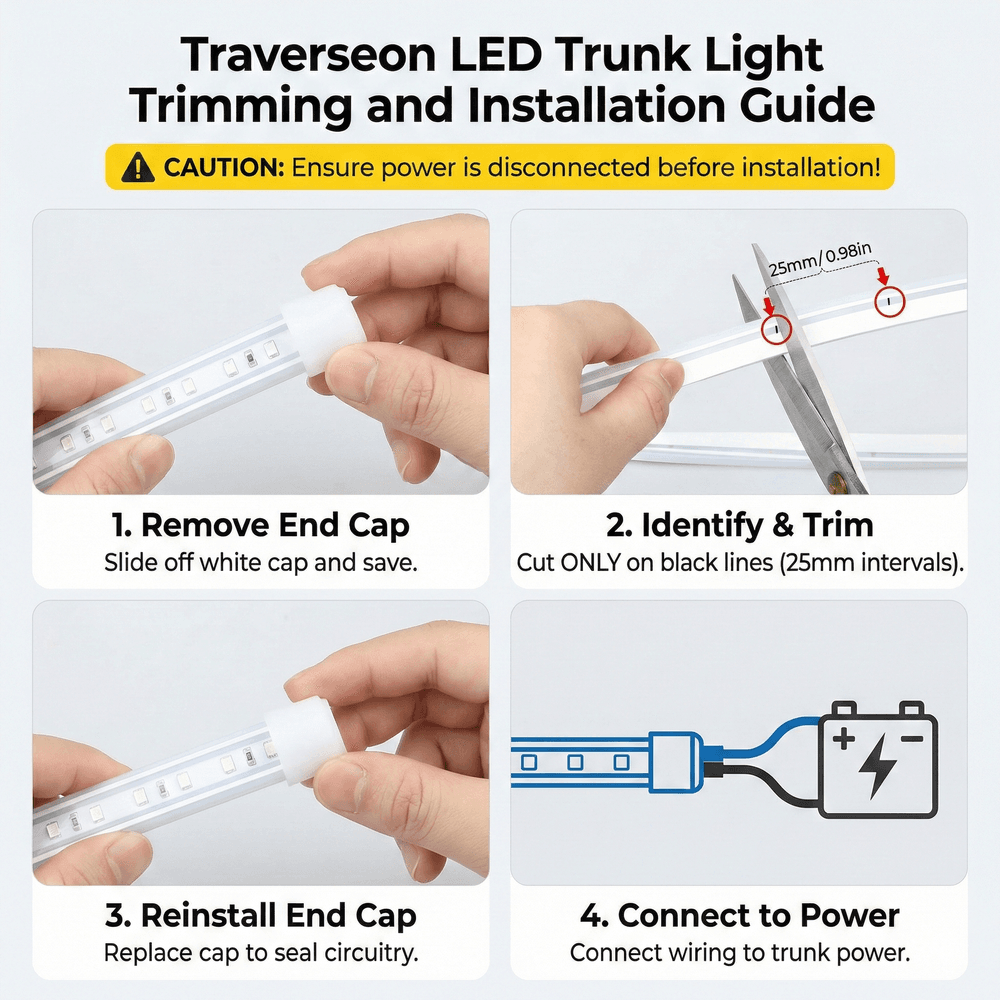 Car Trunk LED Light Strip – 2–4 m Auto-On Ambient Cargo Light | Traverseon