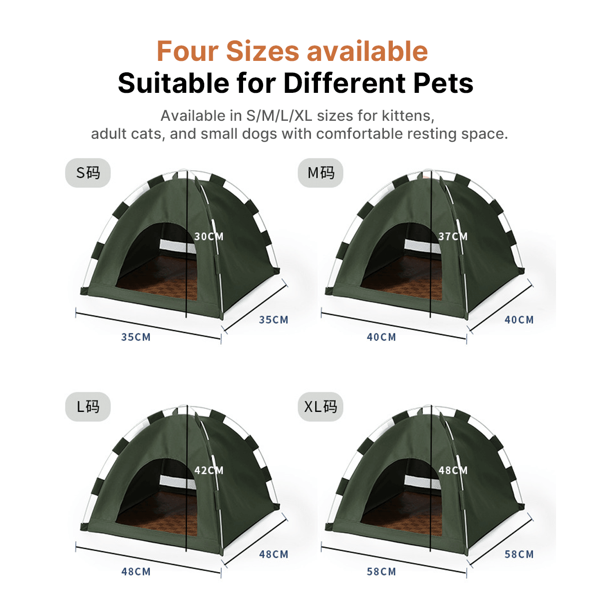 Cooling Pet Tent – 4 Sizes Washable Cat Bed w/ Mesh Cooling Mat Indoor Outdoor | Traverseon