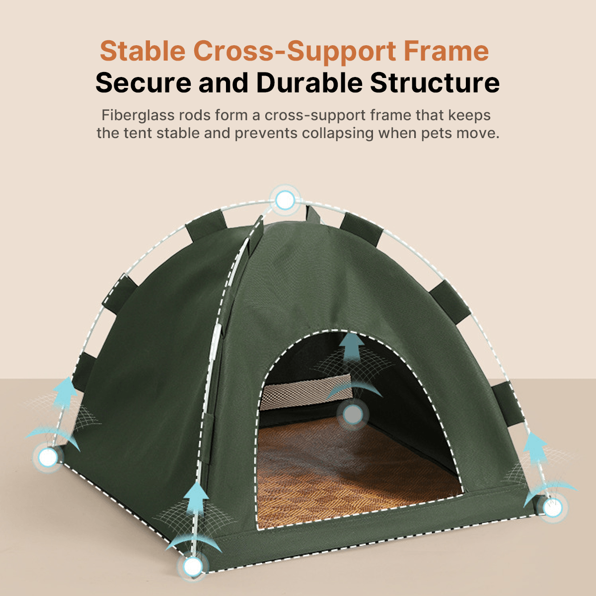 Cooling Pet Tent – 4 Sizes Washable Cat Bed w/ Mesh Cooling Mat Indoor Outdoor | Traverseon