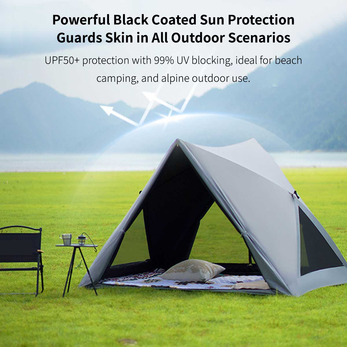 Black Coated Automatic Camping Tent – UPF50+ Waterproof Pop Up Shelter | Traverseon