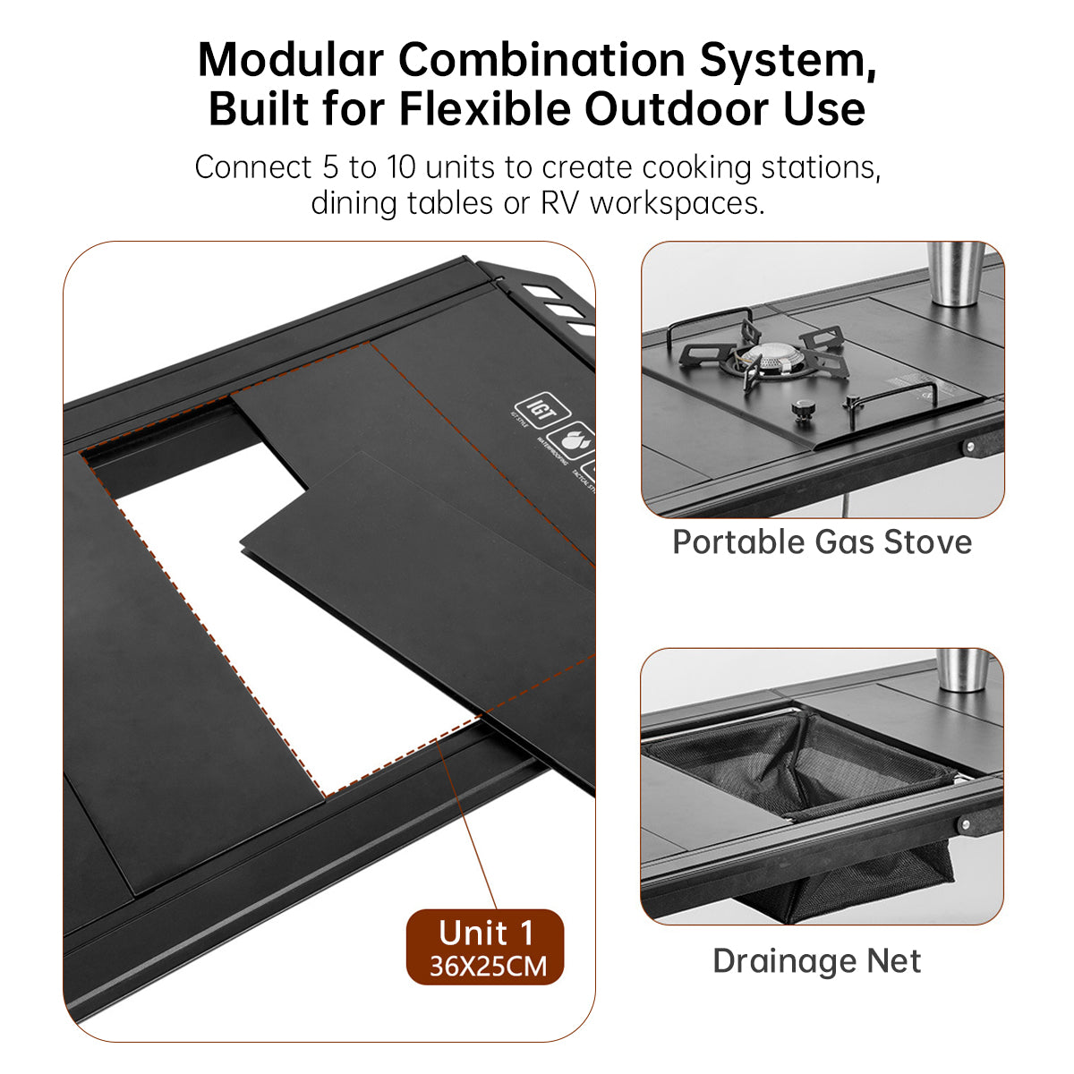 Table Camping IGT β 5-10 Units Modular Folding Portable Aluminum for Camp Picnic RV | Traverseon
