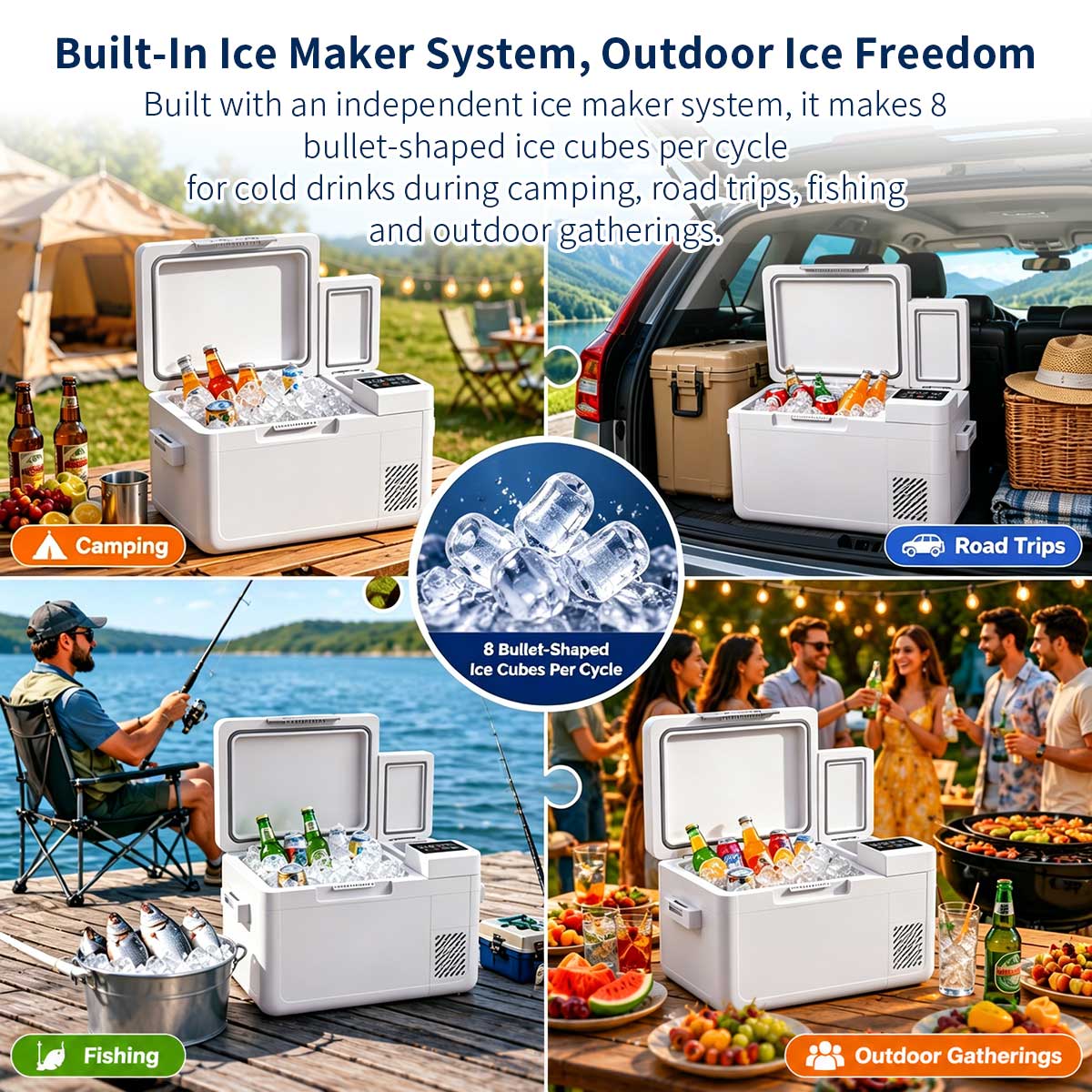 25L/26 Qt 12V/24V Portable Car Fridge with Ice Maker | Traverseon