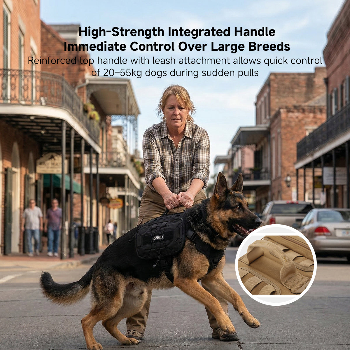 Tactical No-Pull Dog Harness Vest (Medium/Large) - 1000D Nylon, Anti-Lunge for Training & Hiking | Traverseon