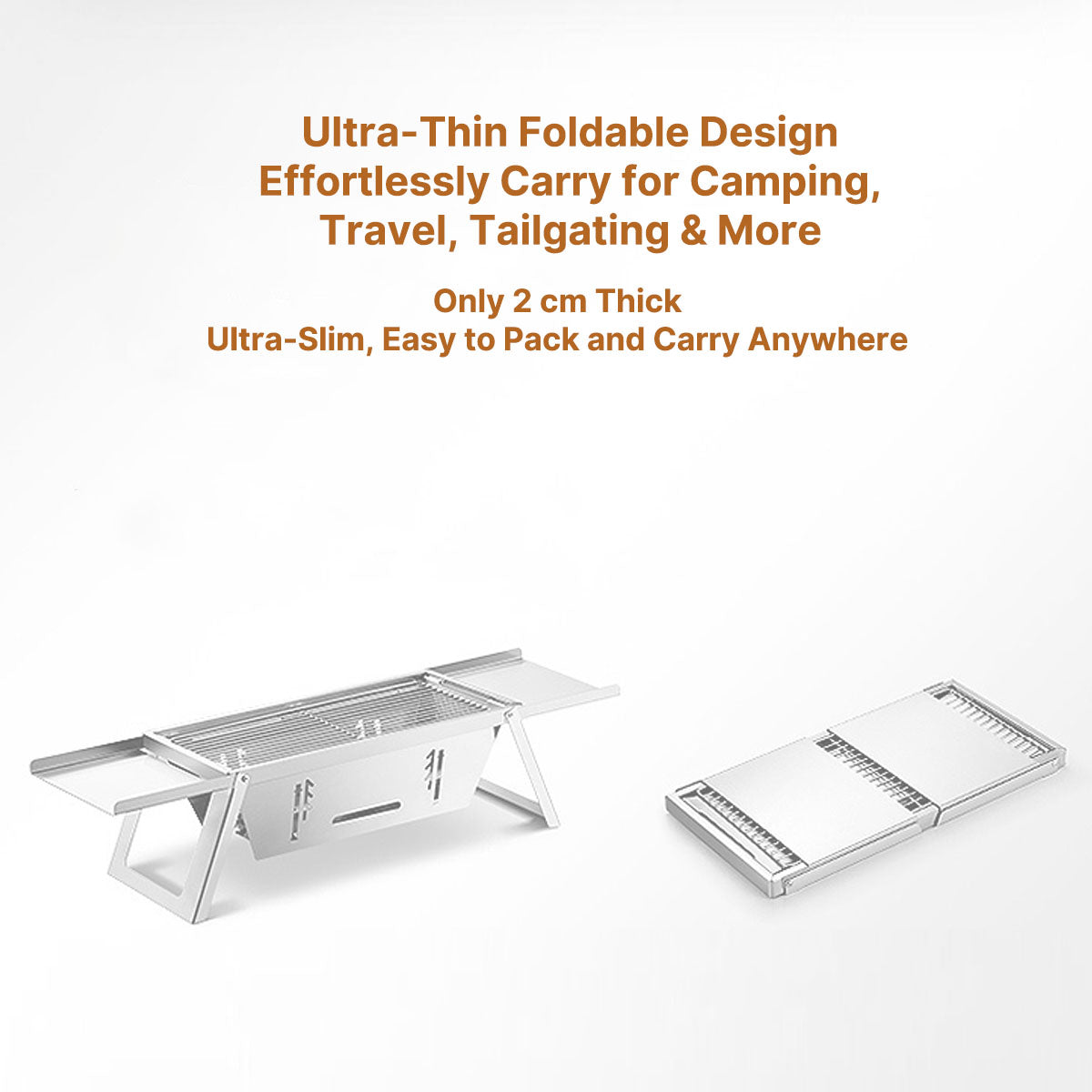 Portable Charcoal BBQ – 2cm Ultra-Thin Foldable for 3-6 People | Traverseon