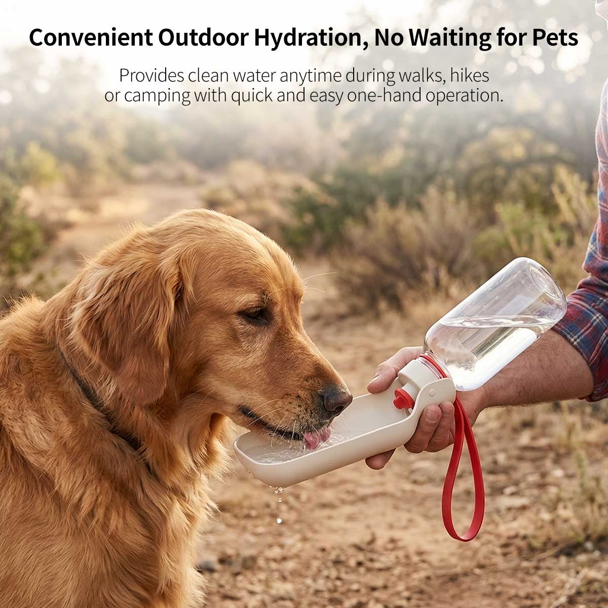 Portable Dog Water Bottle – 550/350ml 150° Fold Wide-Mouth, Leak-Proof for Outdoor Walking | Traverseon