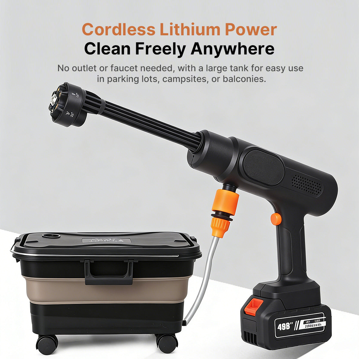Portable Cordless Pressure Washer, 23L Tank, 6 Modes, All-Scene Cleaning | Traverseon